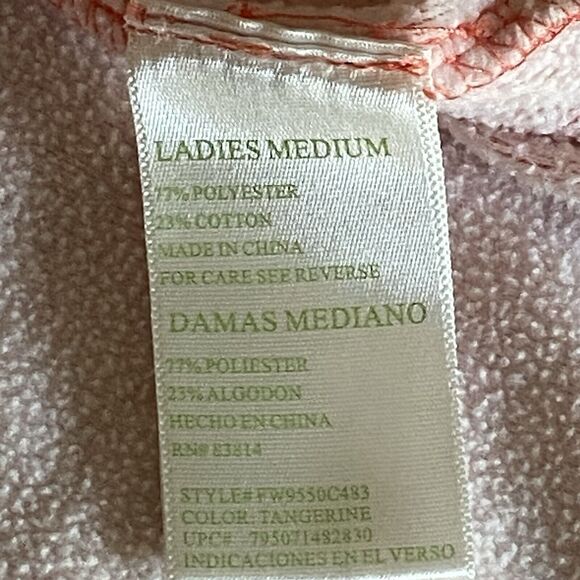 Green Tea Sweatshirt Womens M Pullover Mock Cowl Neck Pocket Mineral Wash Orange - Picture 8 of 9